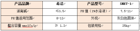 重金属捕捉剂性能参数